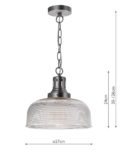 Dar Tack Industrial 1 Light Ceiling Pendant Prismatic Glass Matt Nickel