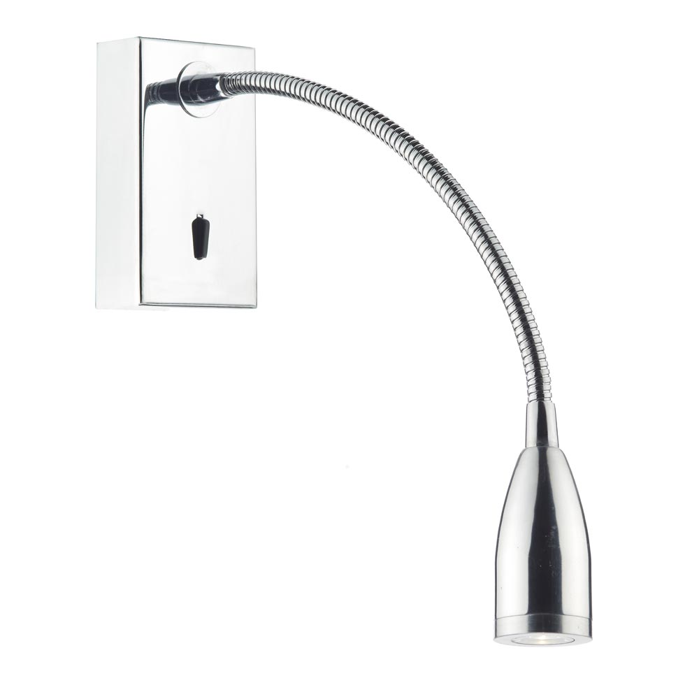Dar Tadley Flexible LED Switched Bedside Wall Reading Light Chrome
