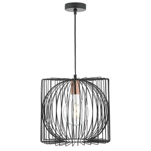 Dar Taplow 1 light ceiling pendant in matt black with polished copper main image