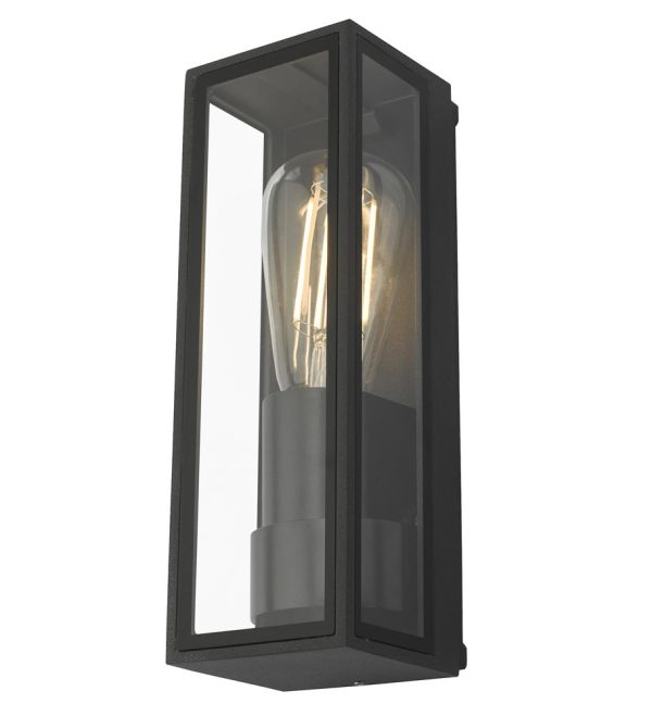 Dar Taryn Retro Style 1 Light Outdoor Wall Box Lantern Anthracite IP65