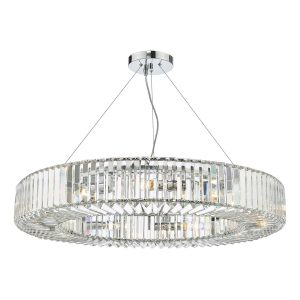 Dar Teyana large 9 light crystal pendant chandelier in polished chrome main image