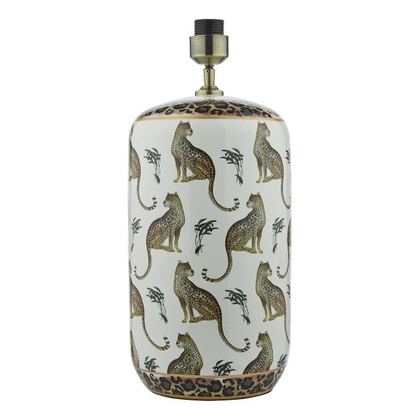 Dar Tigris 1 white ceramic table lamp with leopard motif base only