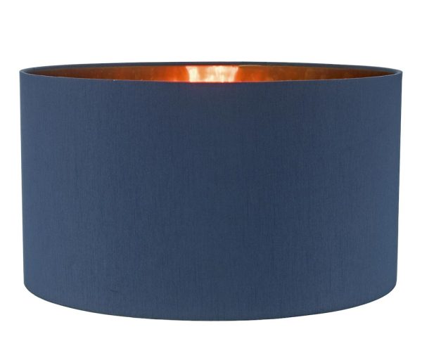 Dar Timon 40cm Copper Lined Ceiling Lamp Shade Navy Blue Faux Silk