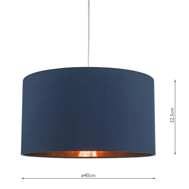 Dar Timon 40cm Copper Lined Ceiling Lamp Shade Navy Blue Faux Silk