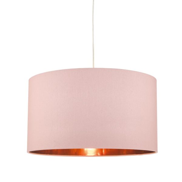 Dar Timon 40cm Copper Lined Ceiling Lamp Shade Pink Faux Silk
