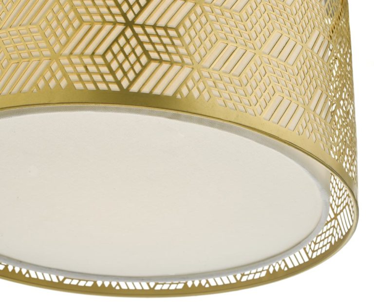 Dar Tino 43cm Matt Gold Drum Easy Fit Ceiling Lamp Shade Ivory Inner