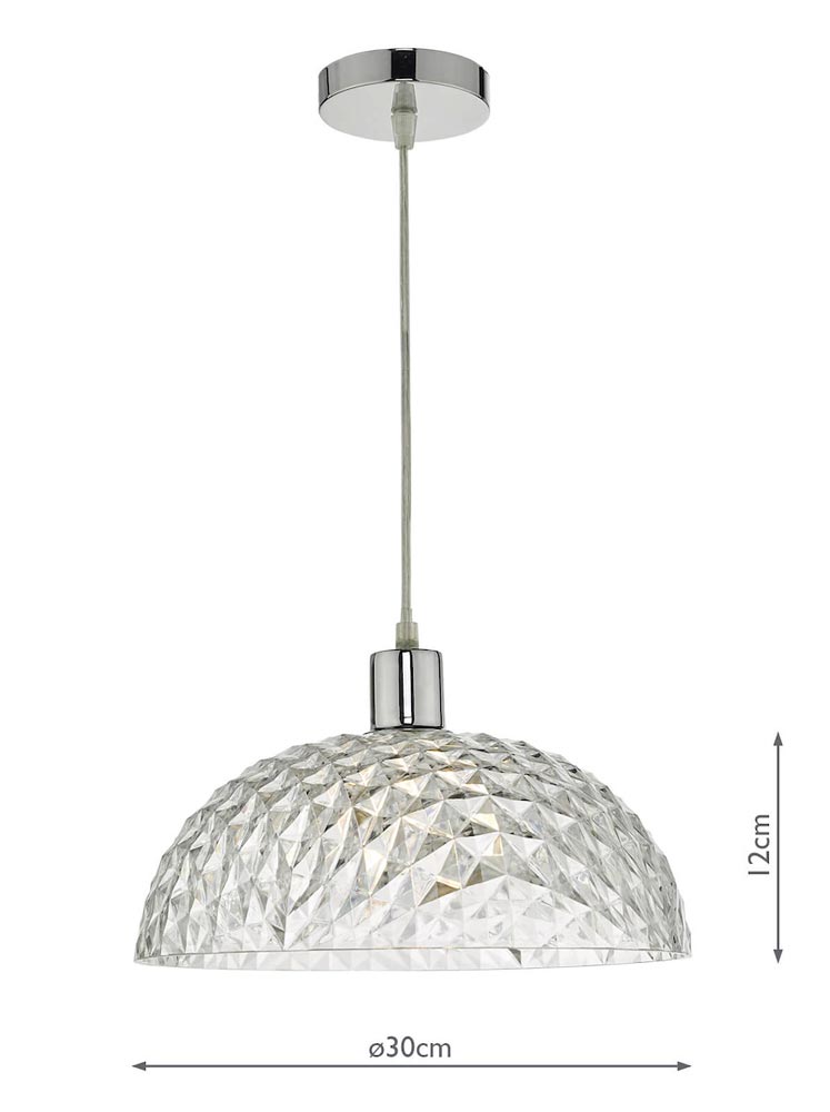 Dar Tobin Small Easy Fit Ceiling Lamp Shade Faceted Clear Acrylic