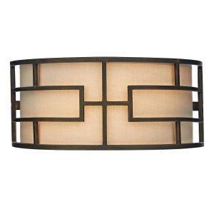 Dar Tumola Art Deco style 2 lamp wall light with shade in matt bronze on white background