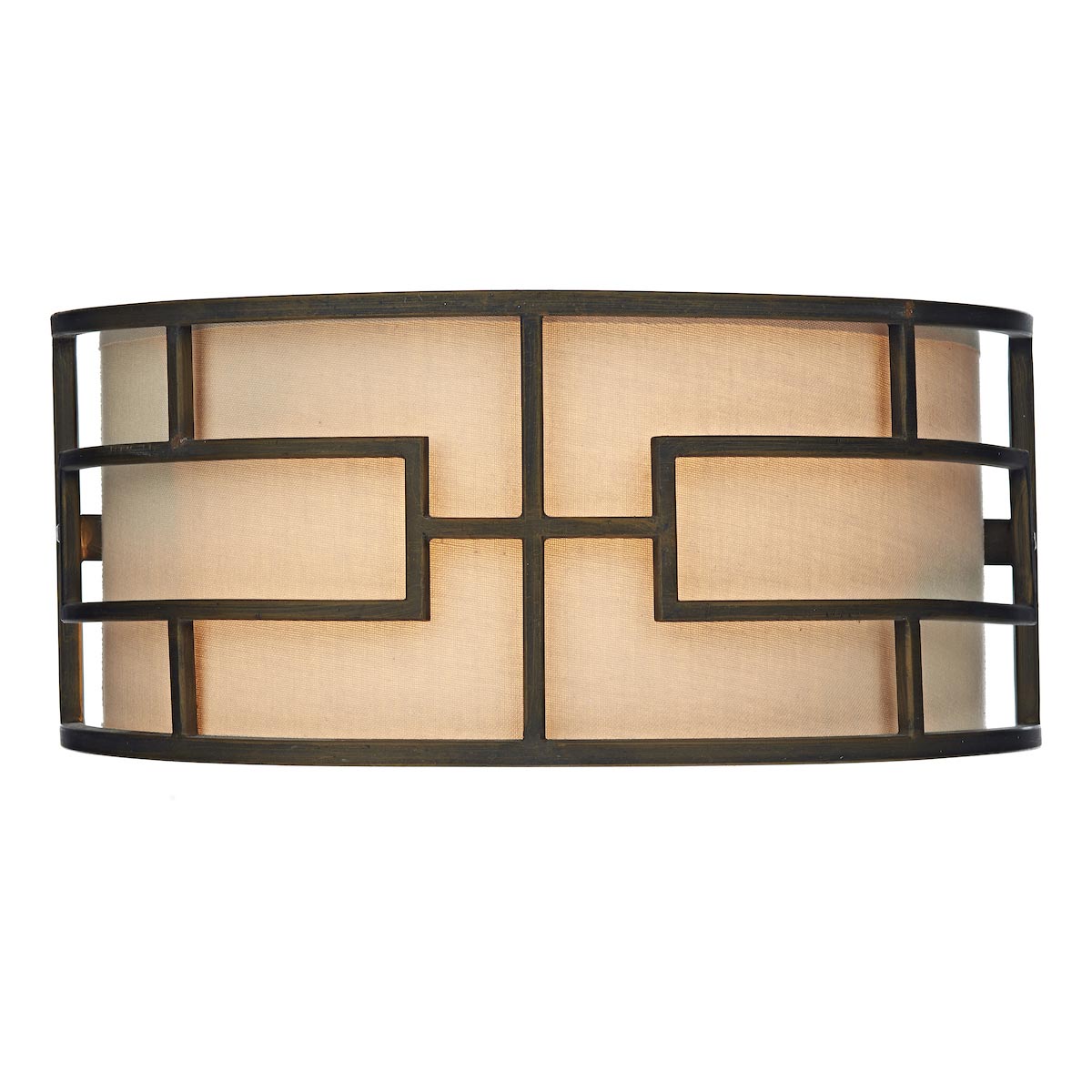 Dar Tumola Art Deco Style 2 Lamp Wall Light With Shade Matt Bronze