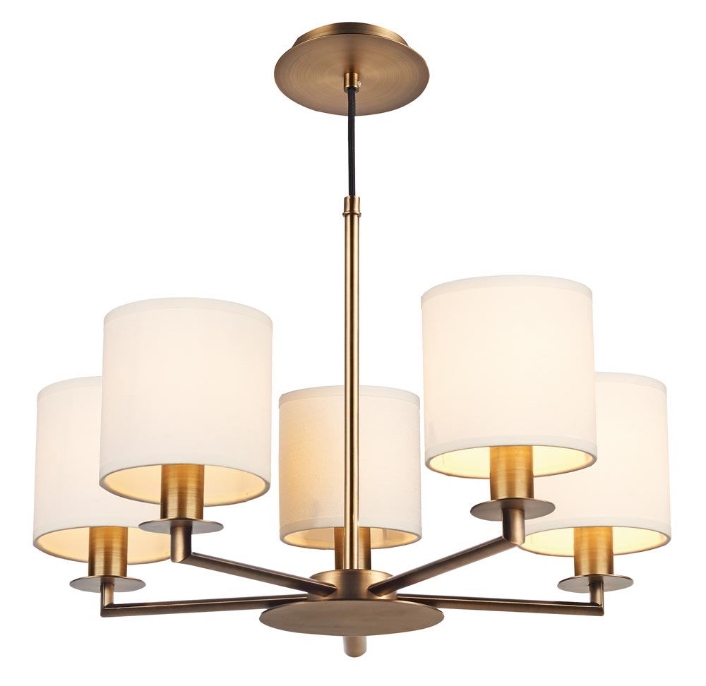 Dar Tyler Modern 5 Light Dual Mount Pendant Chandelier Brushed Bronze