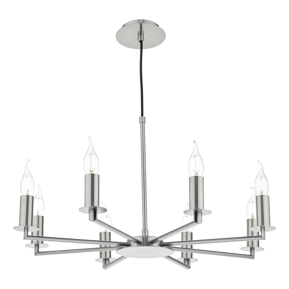 Dar Tyler Modern 8 Light Dual Mount Pendant Chandelier Satin Nickel