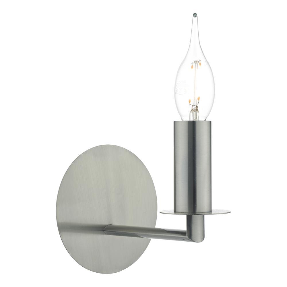 Dar Tyler Modern 1 Lamp Switched Single Wall Light Satin Nickel