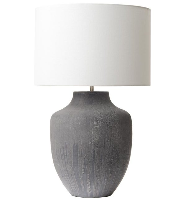 Dar Udine Matt Grey Two Tone Ceramic Vase Table Lamp Base Only