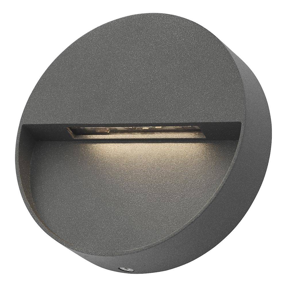 Dar Ugo Round 2w LED Outdoor Wall Light Guide Anthracite IP65