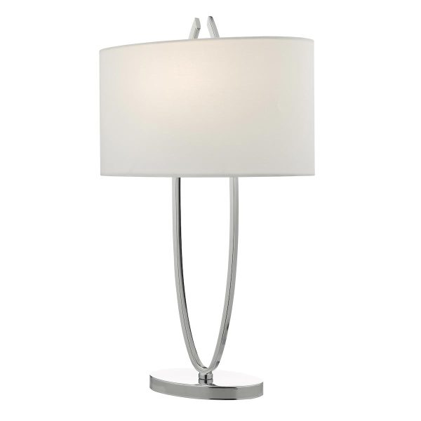 Dar Utara chrome 1 light table lamp with oval ivory shade main image