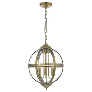 Dar Vanessa 3 light globe ceiling lantern in antique brass main image