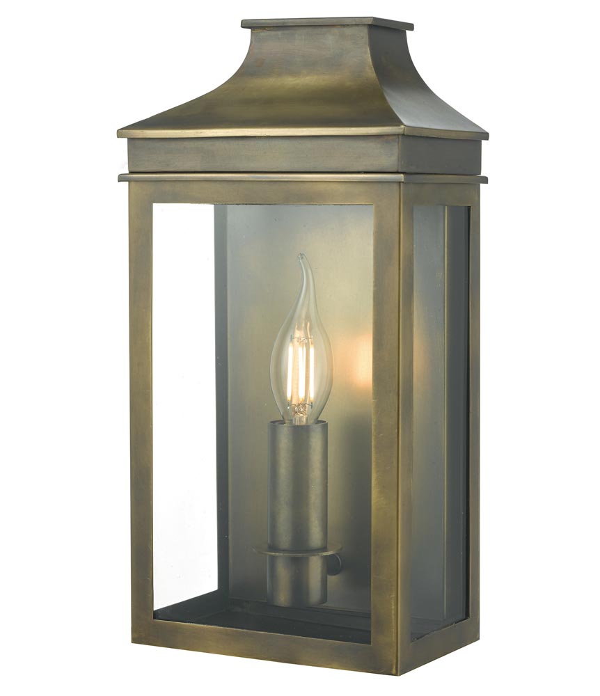 Dar Vapour 1 Light Outdoor Wall Coach Lantern Weathered Brass IP44