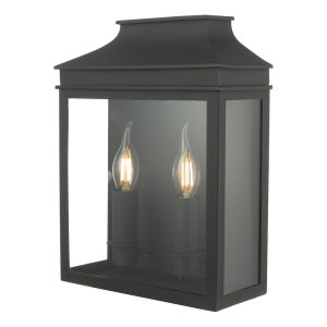 Dar Vapour Large Classic 2 Light Outdoor Wall Coach Lantern Matt Black