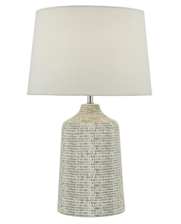 Dar Vondra 1 Light Grey & White Ceramic Table Lamp Ivory Shade