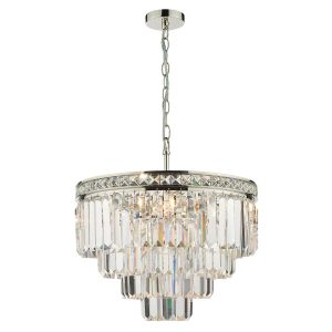 Dar Vyana 4 light luxury crystal ceiling pendant in polished nickel main image