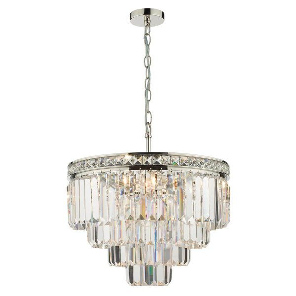 Dar Vyana Classic 4 Light Luxury Crystal Ceiling Pendant Polished Nickel