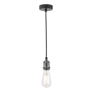 Waco 1 light industrial ceiling pendant suspension in black chrome main image