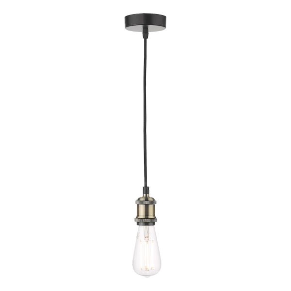 Waco 1 light industrial ceiling pendant suspension in antique brass main image