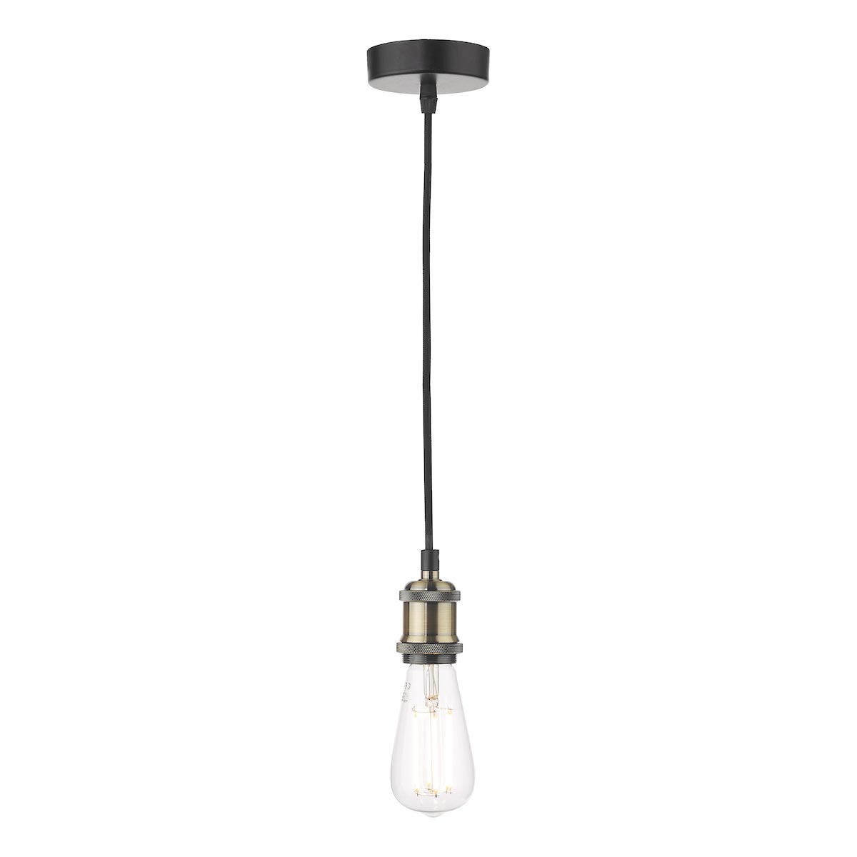 Dar Waco 1 Light Industrial Ceiling Pendant Suspension Antique Brass