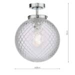 Dar Wayne Chrome 1 Lamp Flush Bathroom Ceiling Light Textured Glass