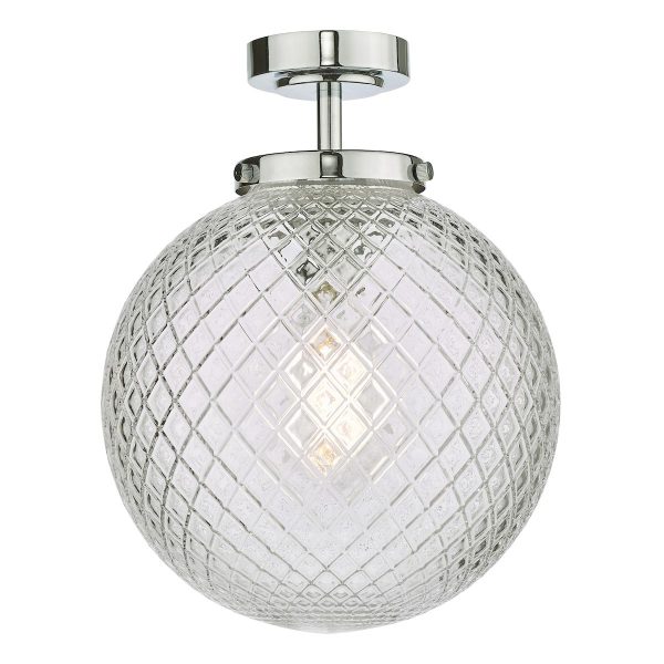 Dar Wayne polished chrome 1 lamp flush bathroom ceiling light main image