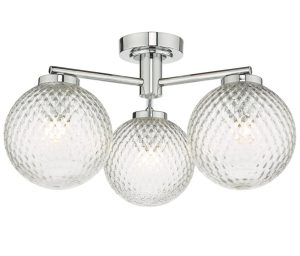 Dar Wayne polished chrome 3 lamp flush bathroom ceiling light main image