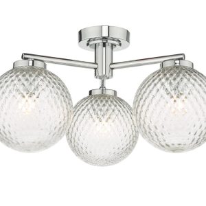 Dar Wayne polished chrome 3 lamp flush bathroom ceiling light main image