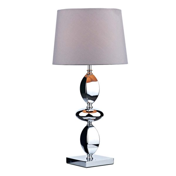 Wickford sculptured 1 light table lamp in polished chrome with grey shade main image