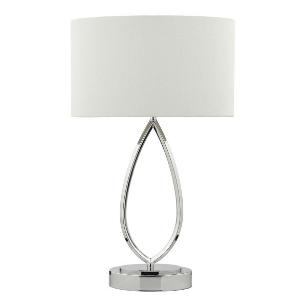 Wyatt touch dimmer table light in polished chrome with ivory shade main image
