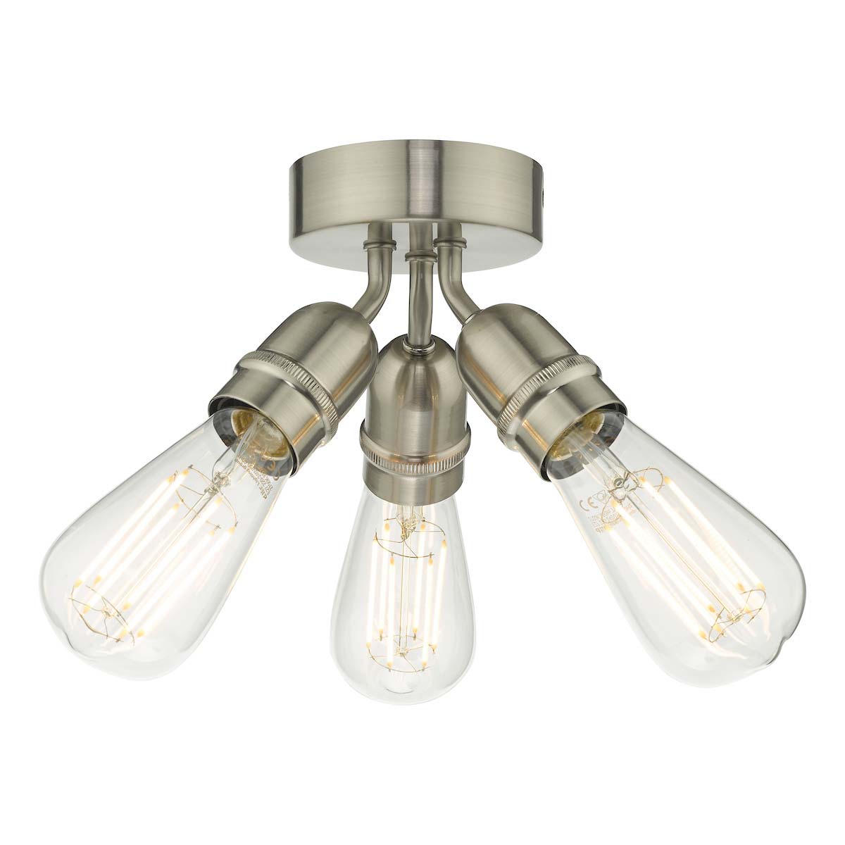 Dar Yao Industrial Style 3 Light Flush Low Ceiling Light Satin Nickel