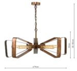 Dar Yavanna 5 Lamp Industrial Pendant Ceiling Light Oiled Aged Copper