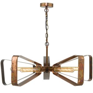 Dar Yavanna 5 Lamp Industrial Pendant Ceiling Light Oiled Aged Copper