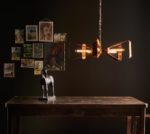 Dar Yavanna 5 Lamp Industrial Pendant Ceiling Light Oiled Aged Copper