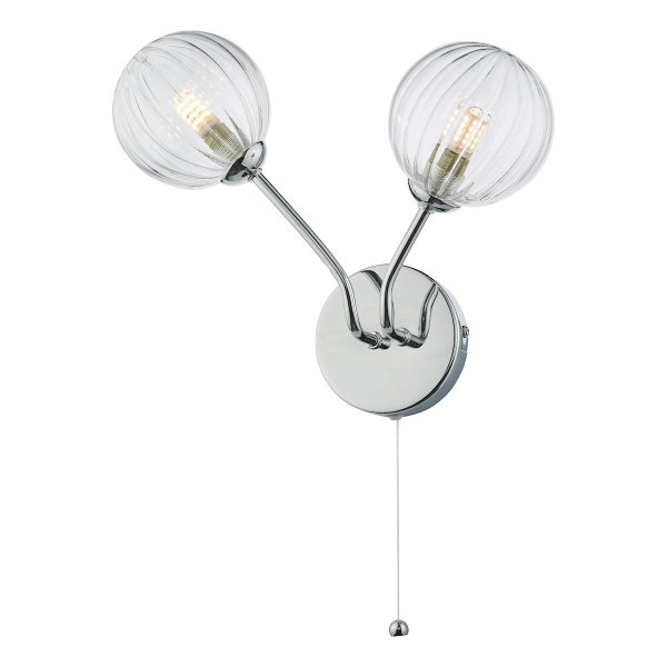 Dar Yiska switched 2 lamp twin wall light in chrome main image