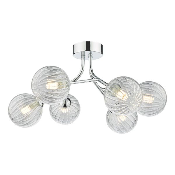 Dar Yiska 6 lamp semi flush low ceiling light in chrome main image