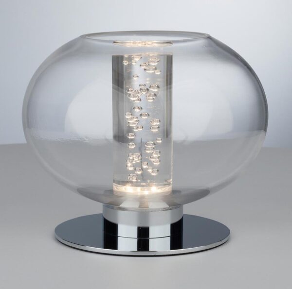 Dar Yomara Modern LED Glass Bowl Table Light Polished Chrome