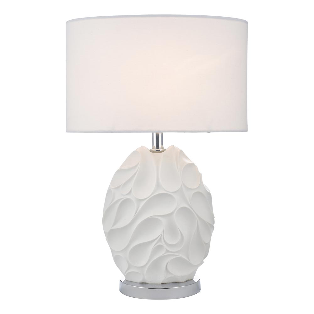 Dar Zachary 1 Light Oval Textured Table Lamp White Linen Shade