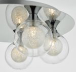 Dar Zeke 5 Lamp Flush Mount Low Ceiling Light Chrome Spun Glass