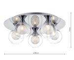 Dar Zeke 5 Lamp Flush Mount Low Ceiling Light Chrome Spun Glass