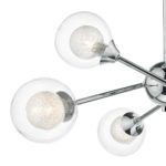 Dar Zeke 6 Lamp Semi Flush Low Ceiling Light Chrome Spun Glass