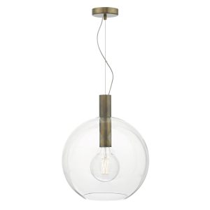 Zula aged bronze 1 light ceiling pendant with clear glass main image
