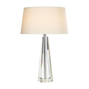 Cyprus 1 light crystal column table lamp with cream shade main image
