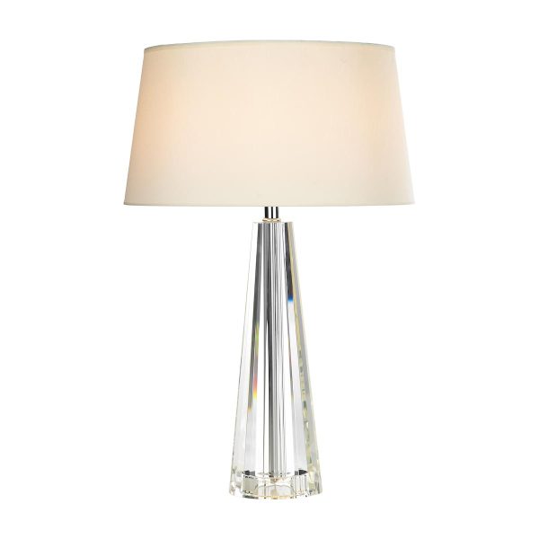 Cyprus 1 light crystal column table lamp with cream shade main image