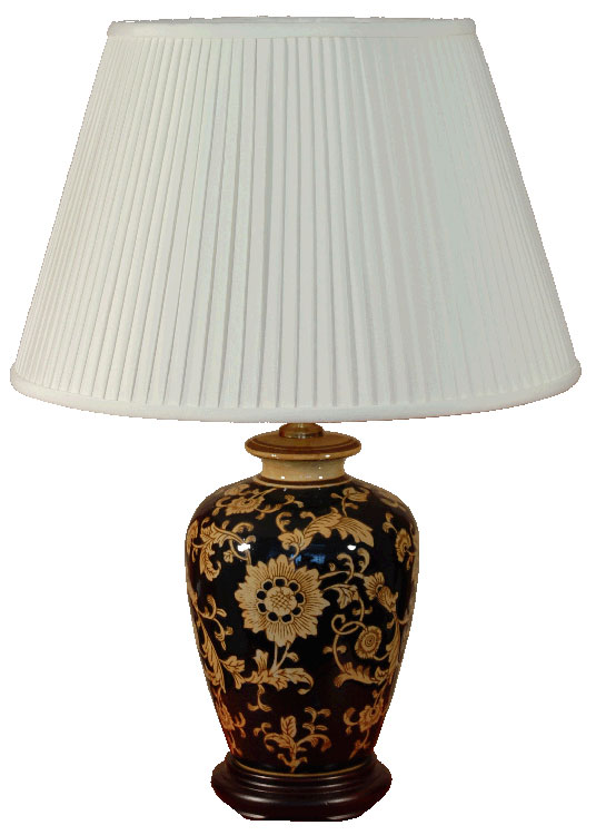 Dark Blue and Gold Ceramic Table Lamp Base Only