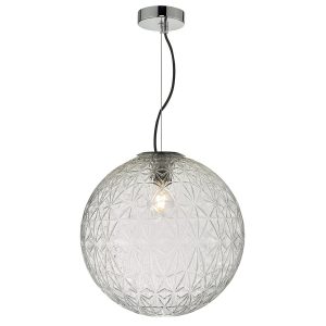 Ossian large 1 lamp ceiling pendant in polished chrome